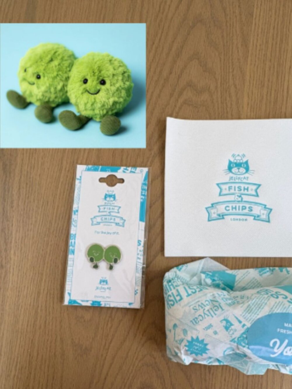 Exclusive London Jellycat Amuseables Dot & Peggy Mushy Peas